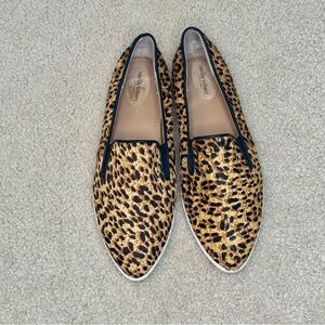 Genuine Leather Leopard Print Textured Slip-on Comfort Loafers Shoes 9.5W
